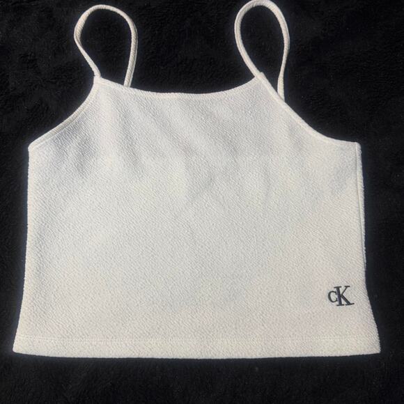 Calvin Klein Crop-Top Tank — White - Picture 1 of 4